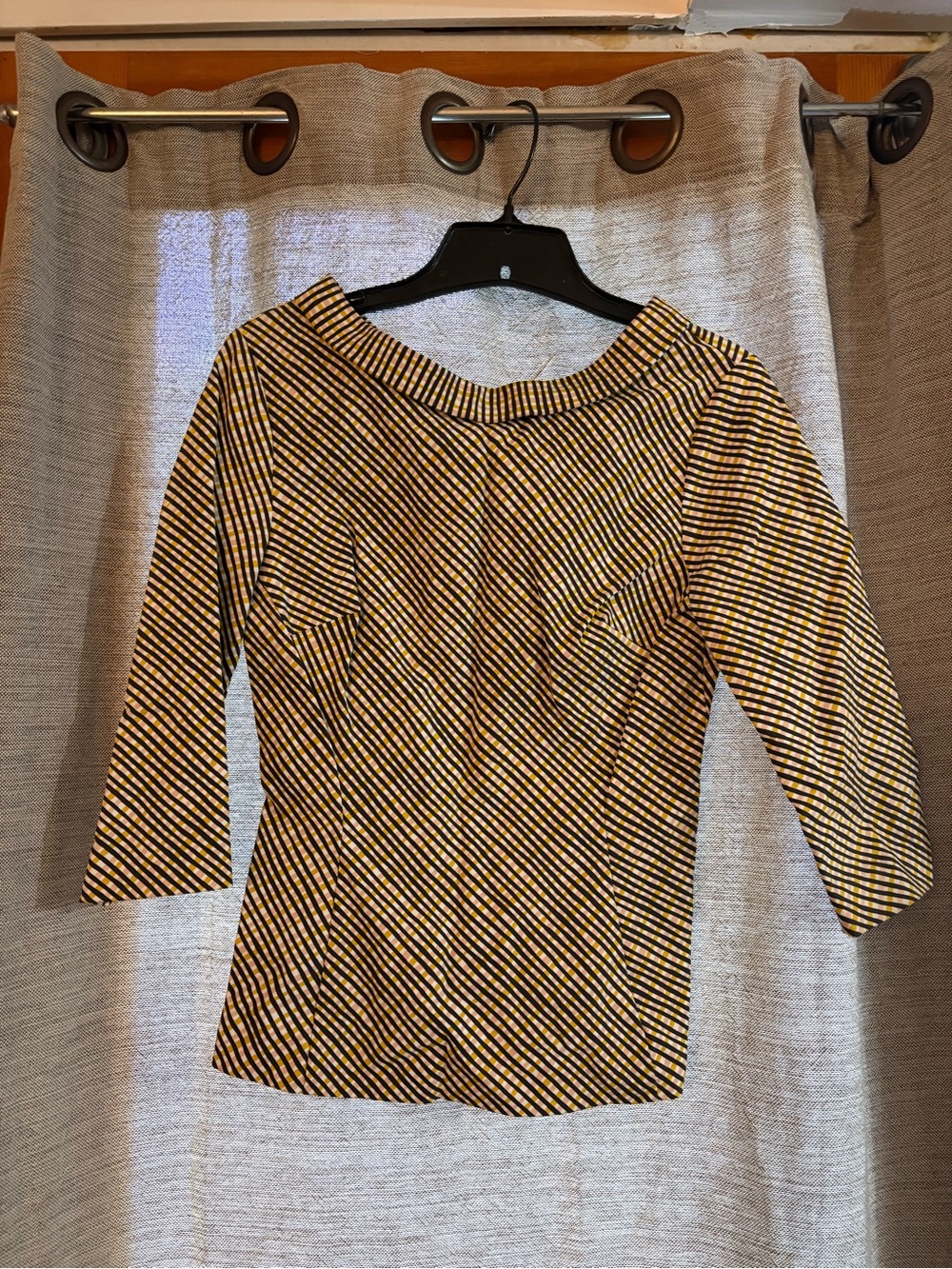 Boden Black and Yellow Striped Boatneck Long-Sleeve Tee